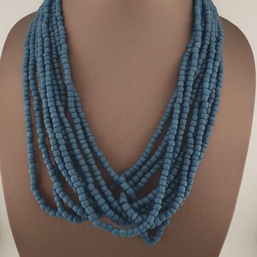 Antique African Style Green Blue 4-5.5mm Beads Necklace Strands