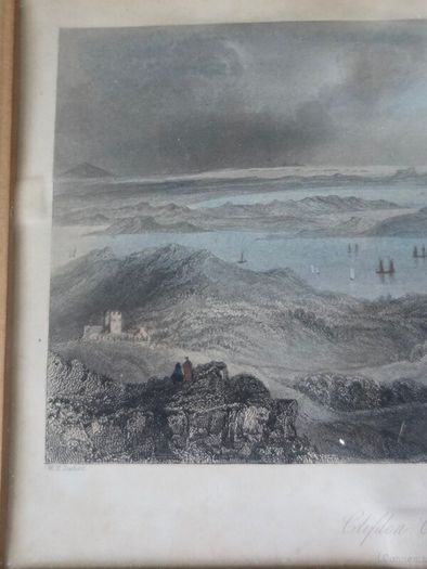 Antique engraving of Clifden Castle framed