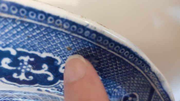 Beautiful Antique Blue and White Transferware Willow Pattern Large Platter, Unknown Maker, Circa 1860's, Most Likely Staffordshire Made