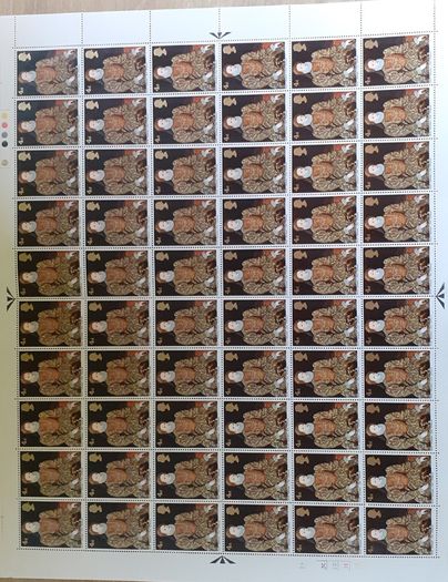 Sheets of Vintage UK Postage Stamps