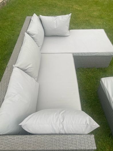 patio sofa, footstool, cushions & cover