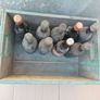 Vintage wood box, Portugal with 8 bottles with content, for display only Image 7