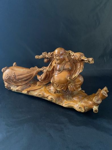 Vintage Maitreya Buddha figure carrying money bag