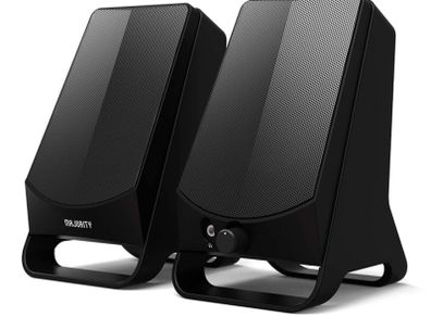 10W Clear Active Stereo Sound Computer Speakers | USB Plug and Play Desktop Speakers Compact | One Touch Control, Headphone Jack | Monitors, Laptops, Desktops and Mac's (FREE POSTAGE)