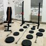 Workout Set Adjustable Rack Bench Weights Barbell Dumbbells Image 9