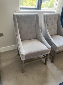 Grey Upholstered arm chairs / Dining Chairs - like new