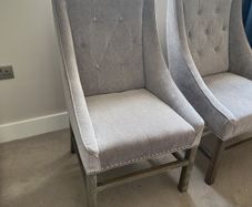 Grey Upholstered arm chairs / Dining Chairs - like new