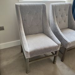 Grey Upholstered arm chairs / Dining Chairs - like new