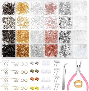 Making Kit, Shynek 2343pcs Earring Making Supplies with Earring Hooks, Jump Rings, Earring Posts, Earring Backs and Jewelry Pliers Tools for Earring Making and Jewelry Repair
