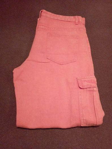 Orange cargo trousers.