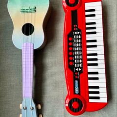 Electronic piano keyboard 37 keys red + toddler guitar