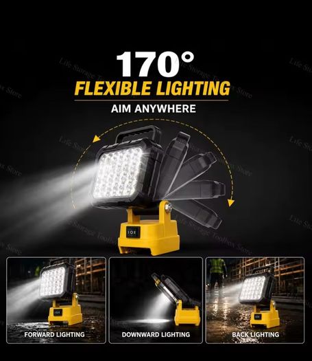 Cordless LED Work Light for DeWalt 20V Battery, 40 led