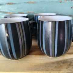Denby Jet Stripe mugs x 4