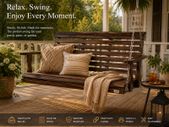 Wooden Porch Swing 4.5 ft, Patio bench swing for Courtyard & Garden, Upgraded 880 lbs Strong Load Capacity, Heavy Duty Swing Chair Bench with Hanging Chains for Outdoors, Carbonized Brown