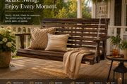 Wooden Porch Swing 4.5 ft, Patio bench swing for Courtyard &amp; Garden, Upgraded 880 lbs Strong Load Capacity, Heavy Duty Swing Chair Bench with Hanging Chains for Outdoors, Carbonized Brown