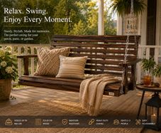 Wooden Porch Swing 4.5 ft, Patio bench swing for Courtyard & Garden, Upgraded 880 lbs Strong Load Capacity, Heavy Duty Swing Chair Bench with Hanging Chains for Outdoors, Carbonized Brown