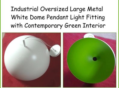 Industrial Oversized Large Metal White Dome Pendant Light Fitting