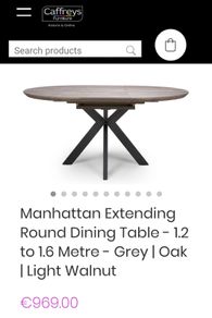 GREY Extending Round Dining Table - 1.2 to 1.6 Metre