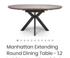 GREY Extending Round Dining Table - 1.2 to 1.6 Metre