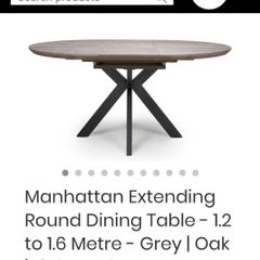 GREY Extending Round Dining Table - 1.2 to 1.6 Metre