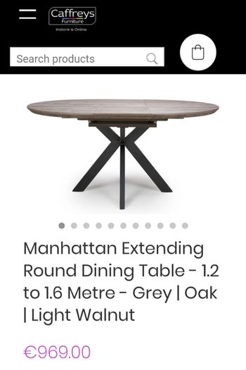 GREY Extending Round Dining Table - 1.2 to 1.6 Metre