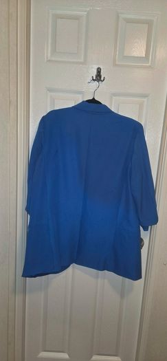 Electric Blue Open Front Blazer Jacket Ruched Sleeve Smart Casual Layering