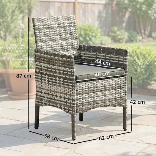 Set of 2 Rattan Garden Chairs with Cushions