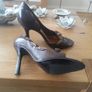 River Island chocolate brown peep toe high heels Image 3