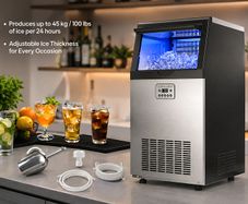 Commercial Ice Maker Machine  45 kg 100 lbs Per Day with 14 kg Storage & Self-Cleaning