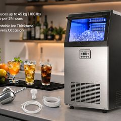 Commercial Ice Maker Machine  45 kg 100 lbs Per Day with 14 kg Storage & Self-Cleaning
