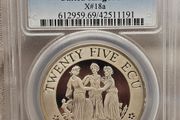 Great Britain 1992 Prooflike 25 Ecu Piedfort PCGS PR69DCAM  Three Graces Coin