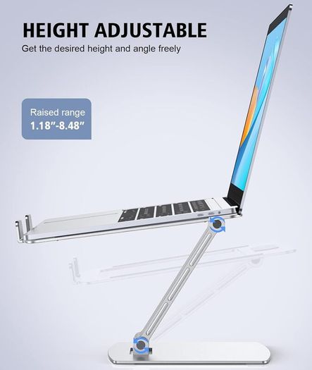 Laptop Stand Adjustable Height, Ergonomic Air-Ventilated Laptop Riser Holder for Desk, Aluminum Foldable Laptop Cooling Pads Computer Stand Compatible with MacBook