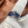 Silver ring with sapphires and diamonds. Image 7