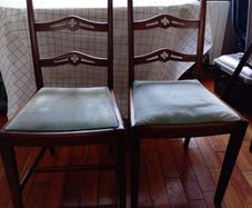 Pair vintage Georgian style ribbon back dining chairs