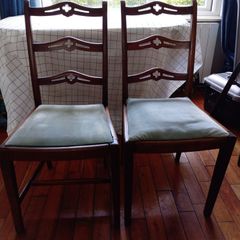 Pair vintage Georgian style ribbon back dining chairs