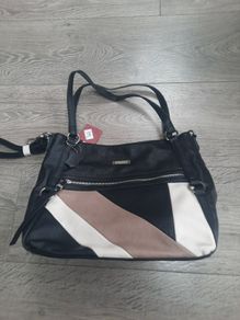 Black beige cream shoulder bag