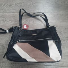 Black beige cream shoulder bag