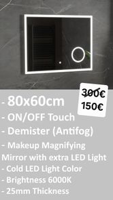 LED Bathroom Mirror 80cm