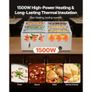 220v 3 pin plug NEW Commercial Food Warmer, 1500W Electric Stainless Steel BAIN MARIE Steam Warmer with Lid, 6-Pan Image 2