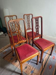 Set of 4 Vintage Solid Wood Dining Chairs
