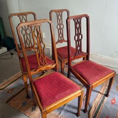 Set of 4 Vintage Solid Wood Dining Chairs