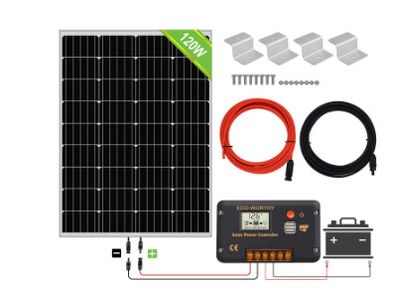 120W, 12V Solar Panel Kit with 20 A Solar Charge Controller and 5 m Solar Cable and Z Mounts for RV Boat Motor-home