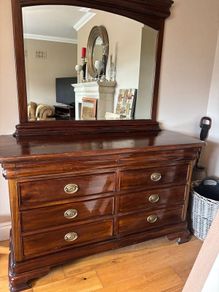 Solid mahogany vanity unit and mirror