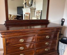 Solid mahogany vanity unit and mirror