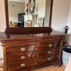 Solid mahogany vanity unit and mirror