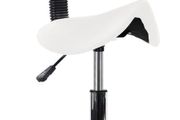 Rolling Stools with Back Support Facial Salon Kitchen Chair (White