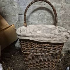 Wicker basket on wheels