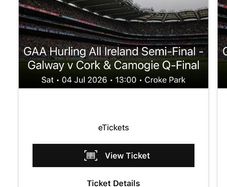 Cork VS Galway - Ticket Single