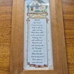 Vintage God Bless This House, Make it Safe. Wooden Irish Blessing.