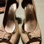 Ladies New look, cream high heel shoes Image 4